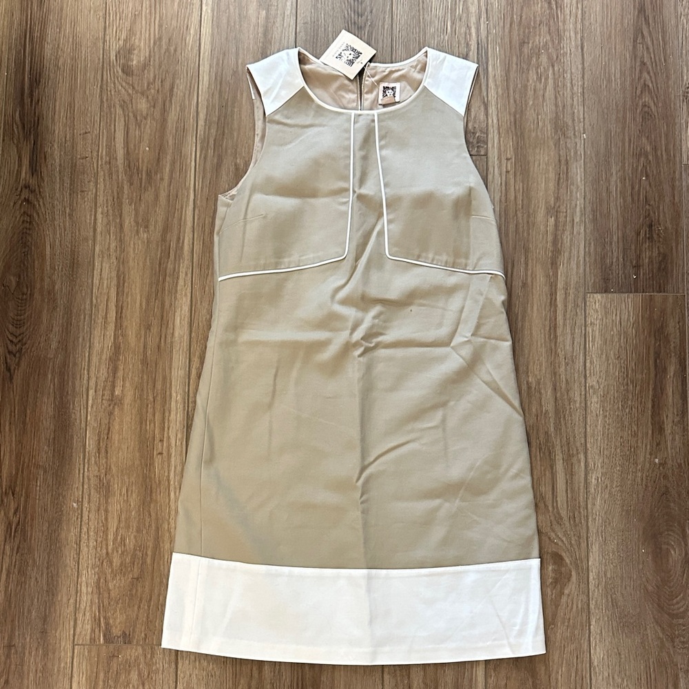 Anne Klein Tan and White Mini Dress